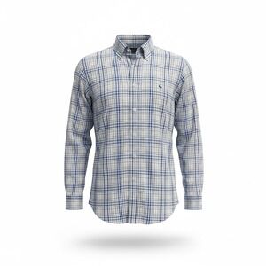 Vineyard Vines Whale Shirt Blue White Check Button Down Cotton  Shirt Medium